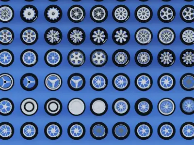 300 Wheels for Car and Motorcycle Collection Textured  Low-poly 3D model