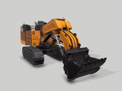 Old Industrial Vehicle Excavator Low-poly 3D model
