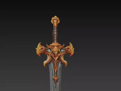 Infernal Guard Fantasy Sword - Low Poly 3D Weapon Low-poly 3D model