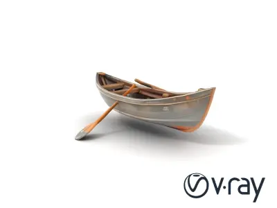 Weathered Rowboat with Oars model pack Low-poly 3D model