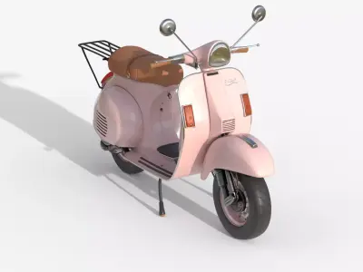 Pink Vintage Scooter - Pastel Classic 3D model