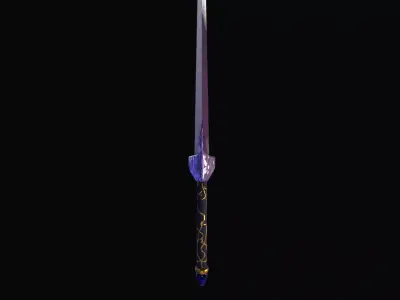 Two platinum swords - red and gold Low-poly 3D model
