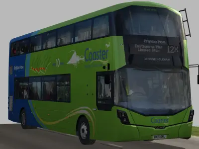 Wrightbus Streetdeck Coaster Green livery Low-poly 3D model