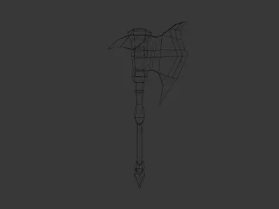 Fantasy Battle Axe Low Poly Low-poly 3D model