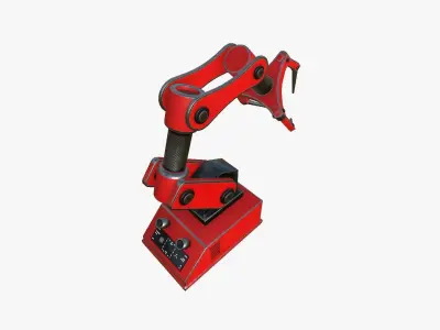 Robotic Hand A04 Red - Machinery Industrial Design Low-poly 3D model