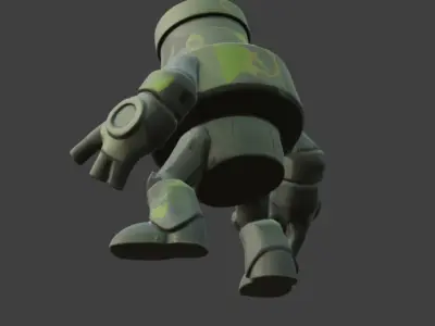 Green Robot Game-Ready 3D Character with PBR Textures Low-poly 3D model