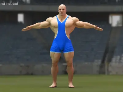 Well Built Muscular Male in Blue Leotard 3D model