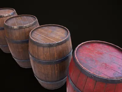 Wooden barrels Low-poly 3D model get