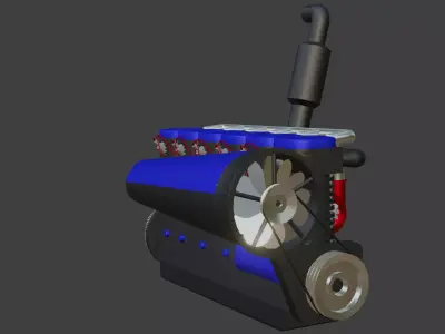 I 6 air cooled engine 3D model