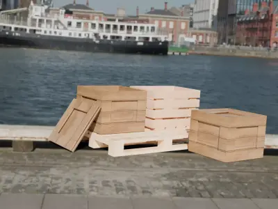 Wooden Storage Crates - Pallet Pack Low-poly 3D model