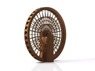 Wooden Water Wheel 3DS Max Vray Corona 3D model