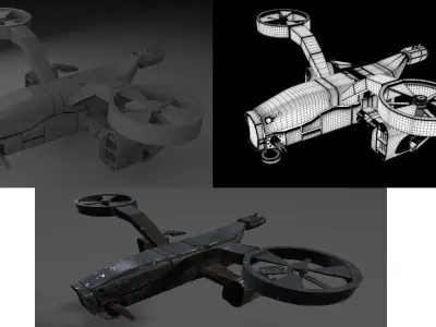 3d model helicopter with two propellers 3D model