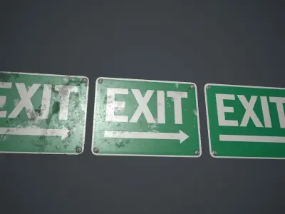 Plastic Exit Sign 2 PBR Game Ready Low-poly 3D model
