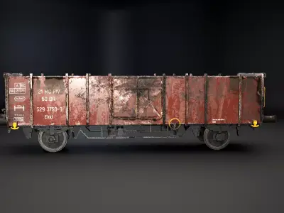 Used Coal Railcar Ekkl Low-poly 3D model