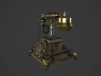 Antique Telephone Low-poly 3D model