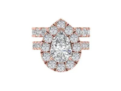 Pear Solitaire Ring Bridal set 3D print model purchase
