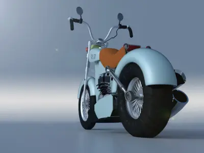 stylized motorcycle Low-poly 3D model
