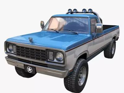 Dodge D100 offroad truck Low-poly 3D model