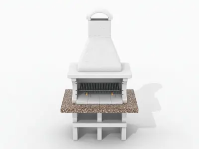  Garden Concrete BBQ Grill 3D Model 