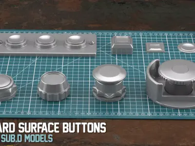 35 Sub-D Hard Surface Buttons 3D model