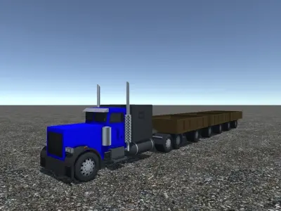 Industrial Long Truck 2 Low-poly 3D model
