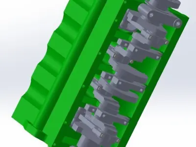3D Solidworks 4 cylinders Engine plus awesome animation 3D model