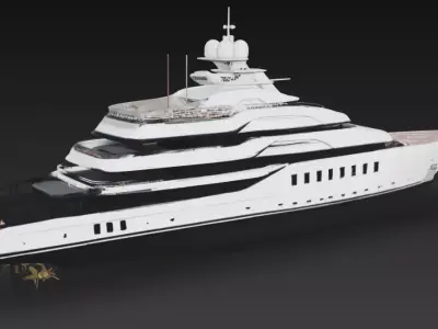 Modern Mega Luxury Super Yacht with Helipad 3D Model 3D print model