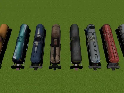 Oil Trains Low-poly 3D model