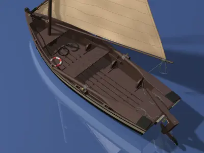 Wooden Sailboat Scale Model 3D model