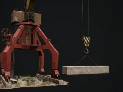 Port crane  Sokol Low-poly 3D model