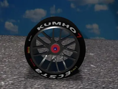 Racing wheels Kumho tires Low-poly 3D model