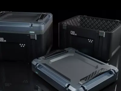 Crate 3d storage case with two compartments 3D model