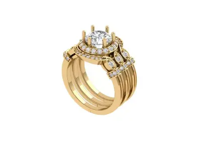 Solitaire Engagement Art Deco Ring 3D print model 86