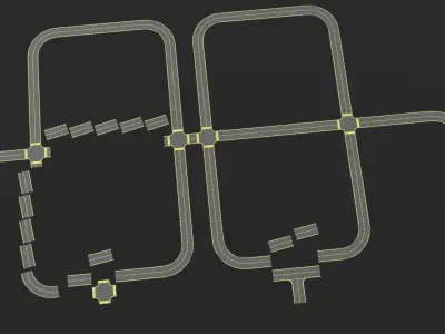 Modular road pack Low-poly 3D model purchase