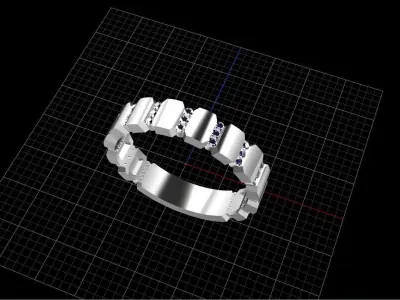 A unisex Ring with round gem stones  Free 3D print model