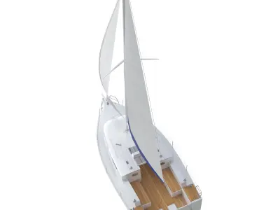 White Sailing Yacht 3D model