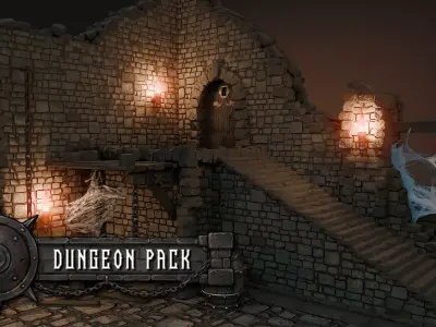 3DT Stylized Dungeon Kitbash Pack Low-poly 3D model