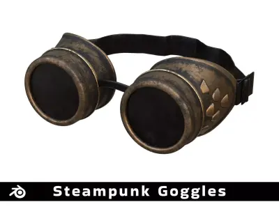 Steampunk Goggles Low-poly 3D model