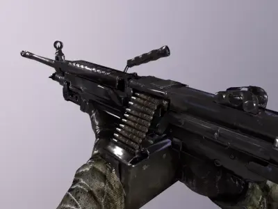  fps machine gun animations Low-poly 3D model