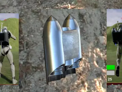 Rocket or Jet Pack  For Flying in Games Low-poly 3D model