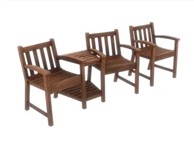 Wooden Garden Set  Free low-poly 3D model