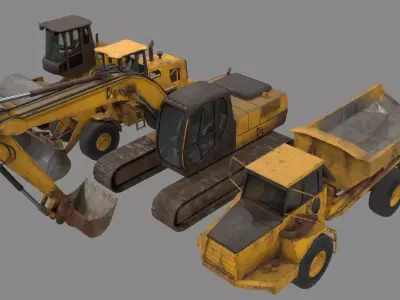 Construction Vehicle pack Low-poly 3D model