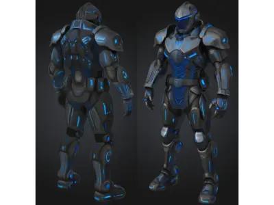 Futuristic Sci-Fi Soldier Character Armored Low-poly 3D model