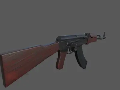Ak47 low poly 3d midel mwith texture Low-poly 3D model