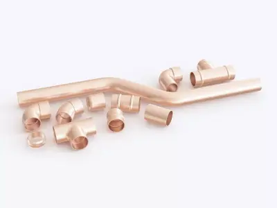 Copper pipe fittings 3D model