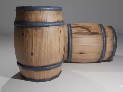 wooden barrel   Low-poly 3D model