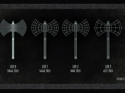 Double-Sided Viking Battleaxe Low-poly 3D model