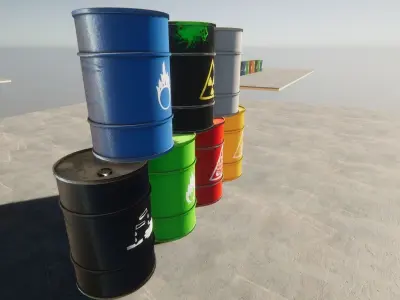 Different barrels  Low-poly 3D model