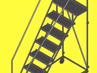 Warehouse Mobile Ladder with Platform 3D Model No Textures Low-poly 3D model