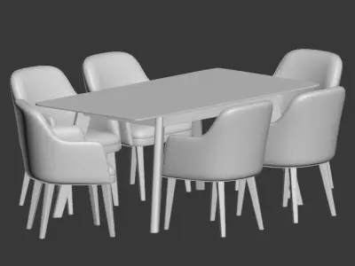 Dining Set table and chairs 3D model
